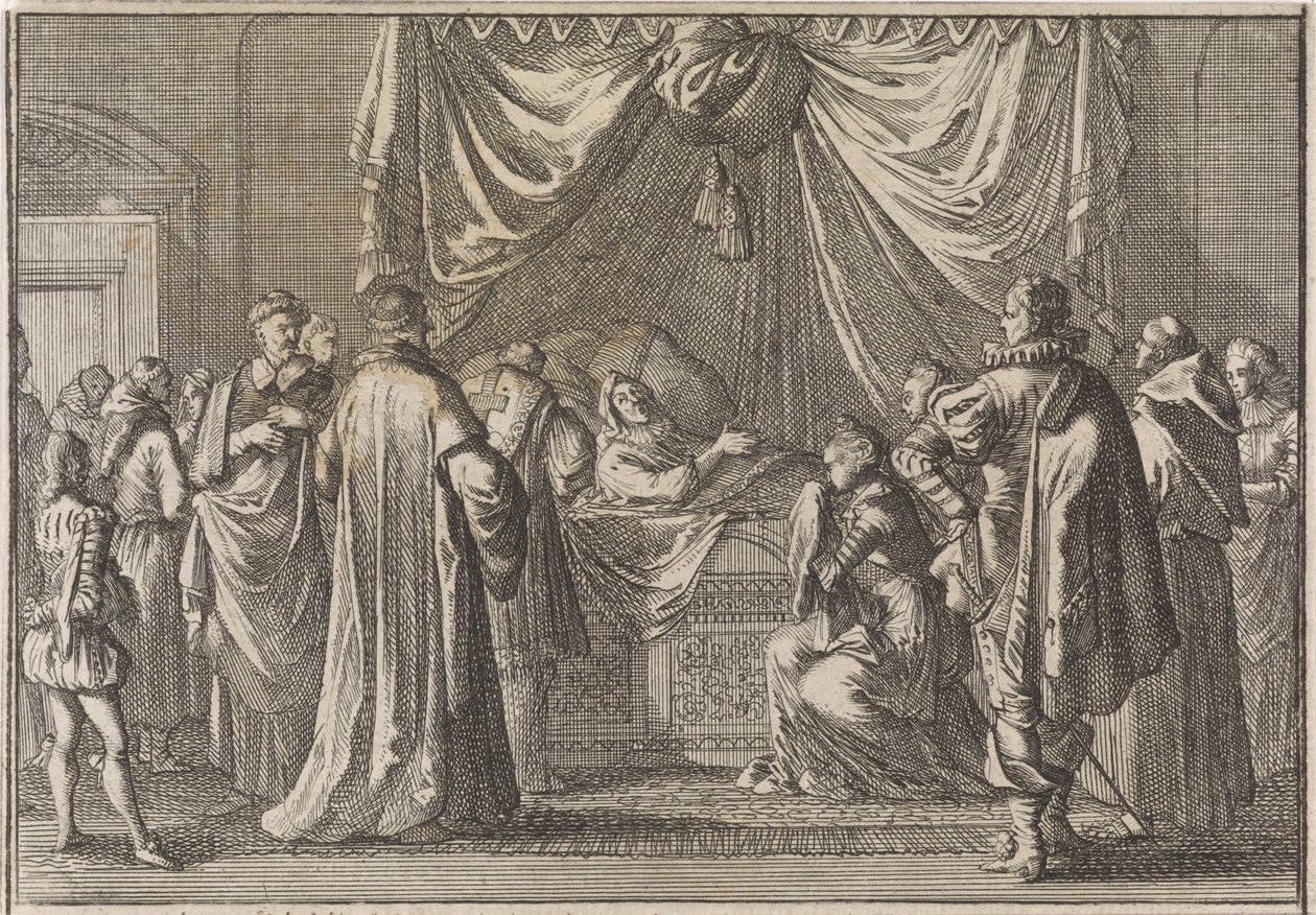 Leito de morte de Maria de Médici, 1642 de Caspar Luyken (attributed to)