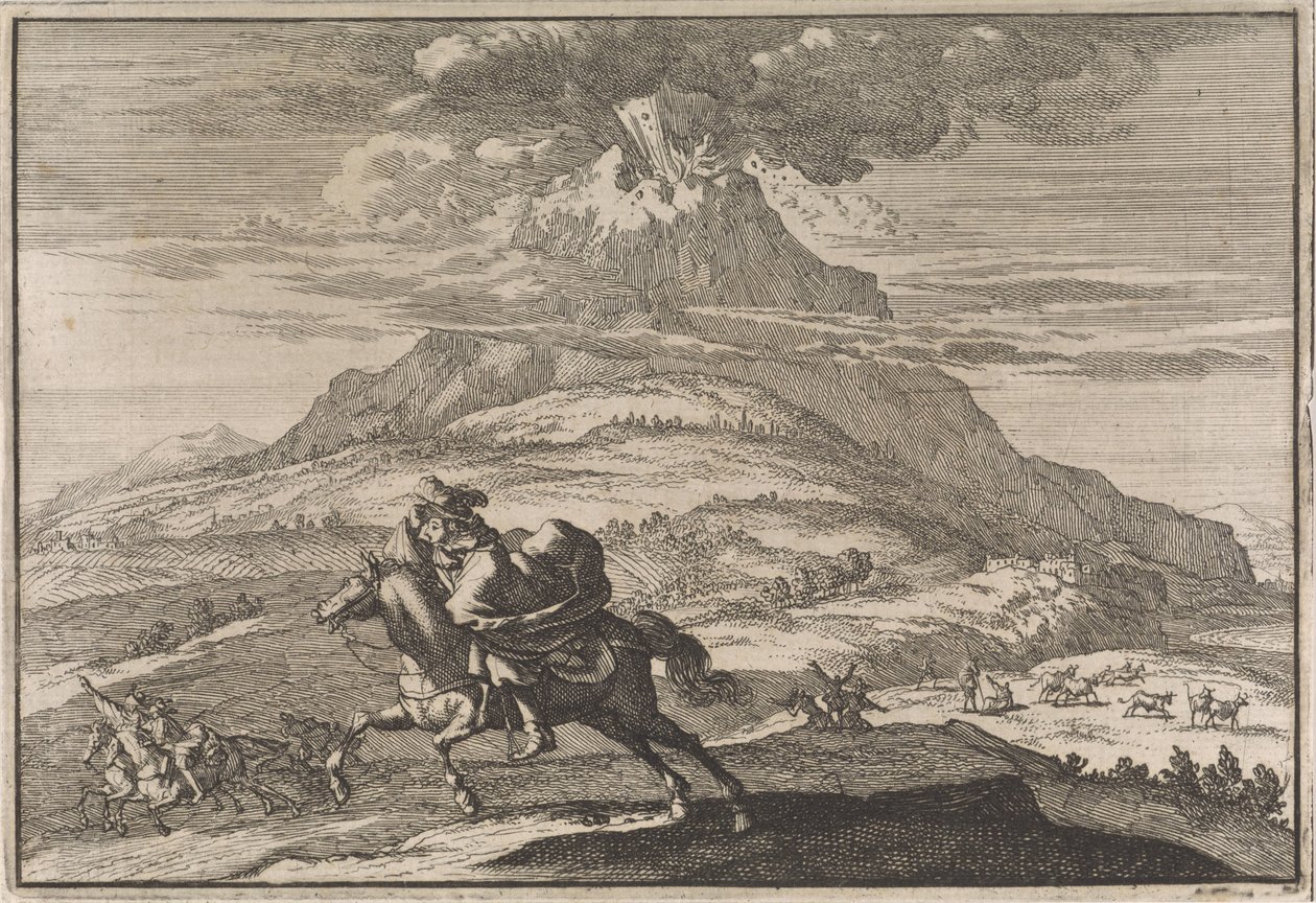 Erupção do vulcão Vesúvio, 1631 de Caspar Luyken (attributed to)