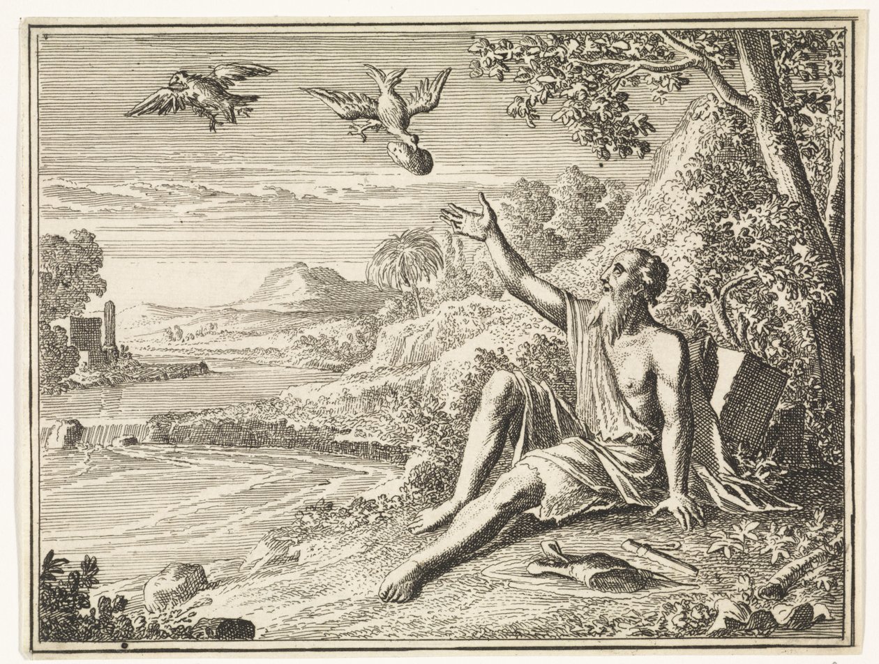 Elias alimentado pelos corvos de Caspar Luyken