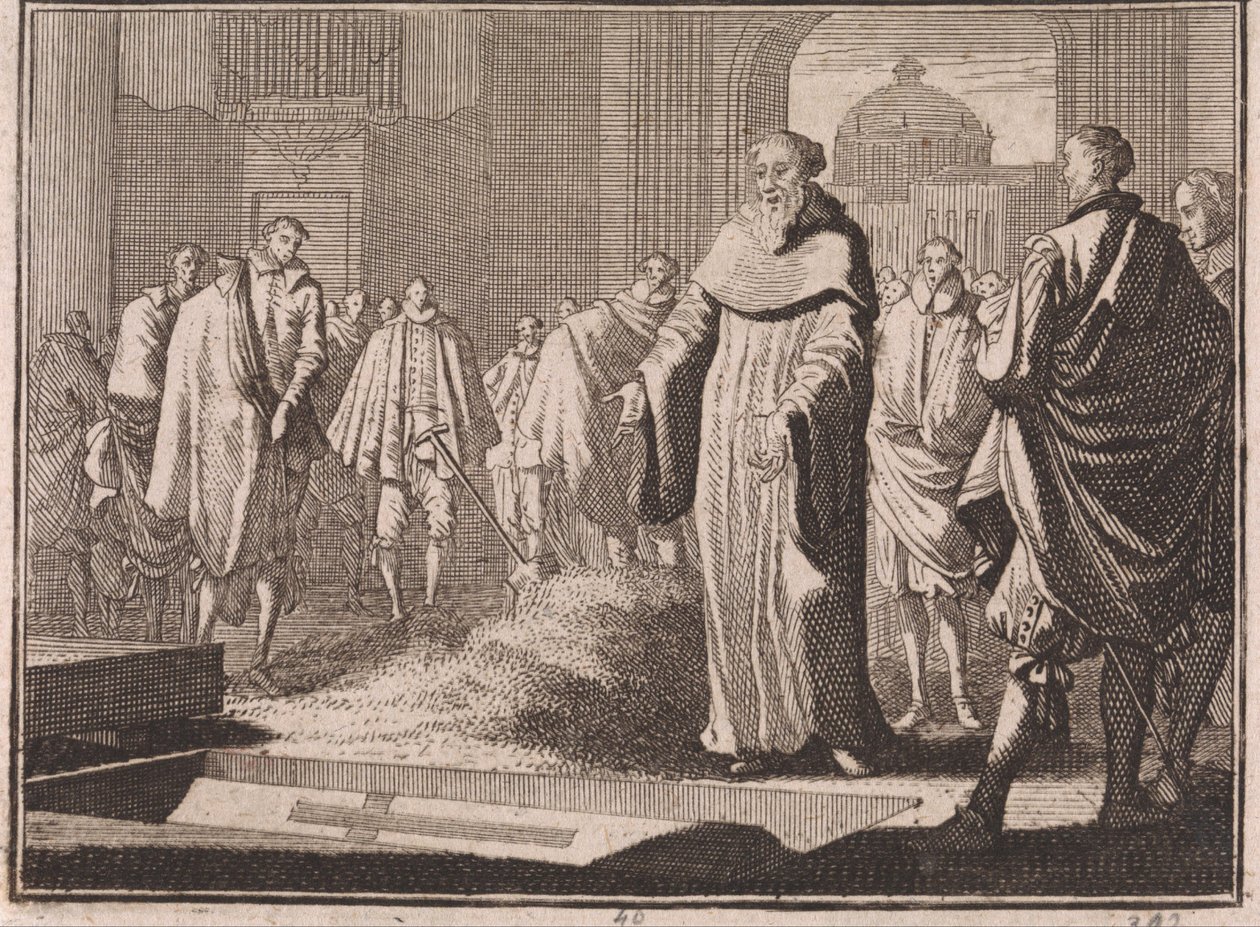 São Bernardo contempla uma sepultura aberta de Caspar Luyken
