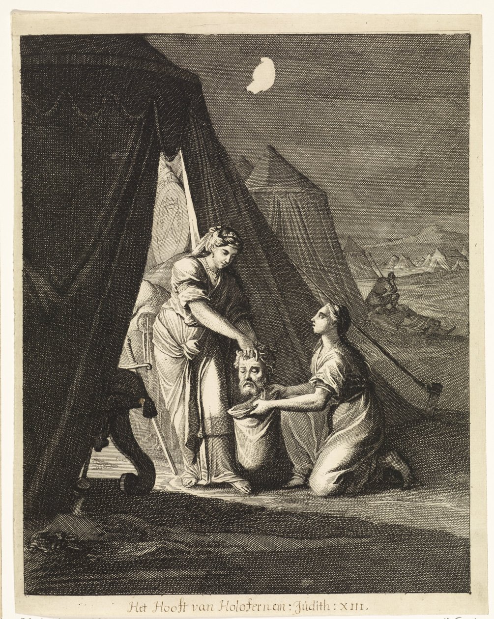 Judith coloca a cabeça de Holofernes num saco de Caspar Luyken