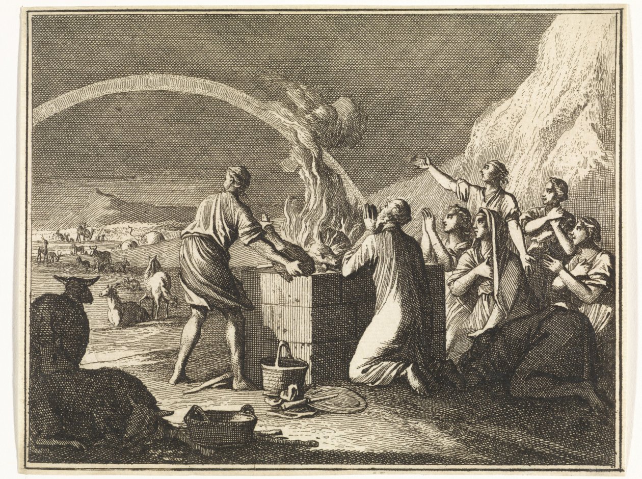 Sacrifício de Noé após o dilúvio de Caspar Luyken
