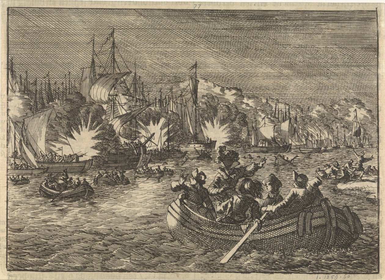 Frota espanhola no Escalda capturado e queimado pelos holandeses, 1631 de Caspar Luyken