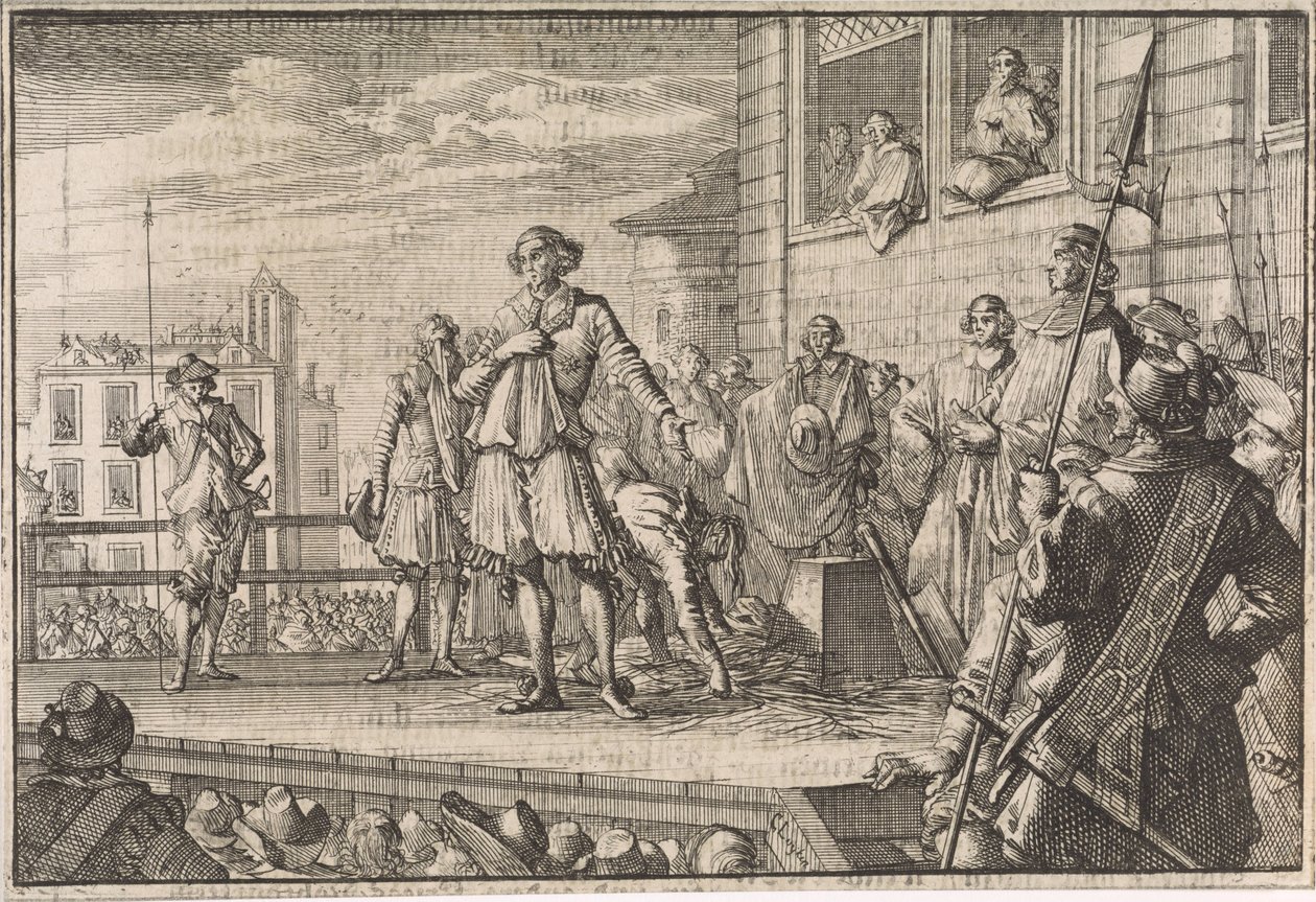 Thomas Wentworth, Conde de Strafford Dirigindo-se ao Povo do Cadafalso, 1641 de Caspar Luyken
