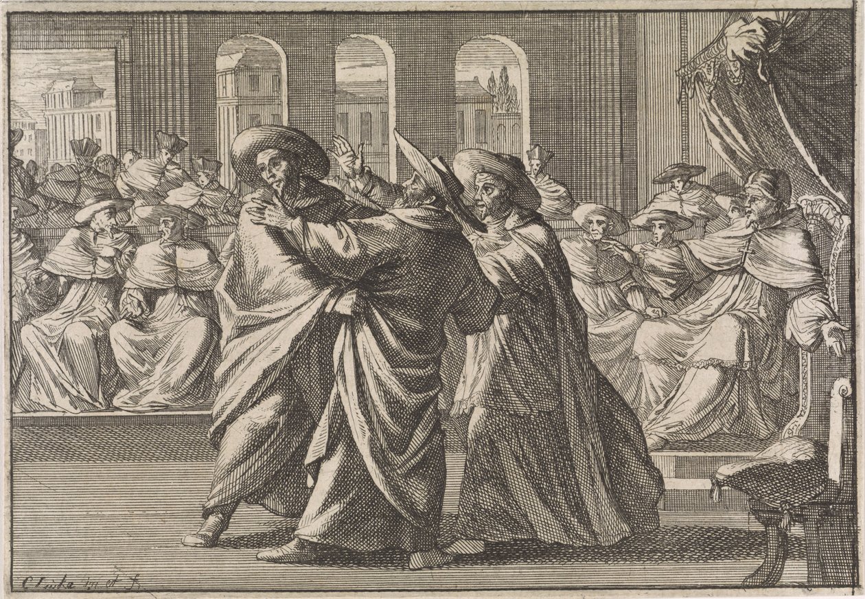 Durante a eleição de Urbano VIII, o Cardeal Borja e o Cardeal Antonio Barberini colidem, 1632 de Caspar Luyken