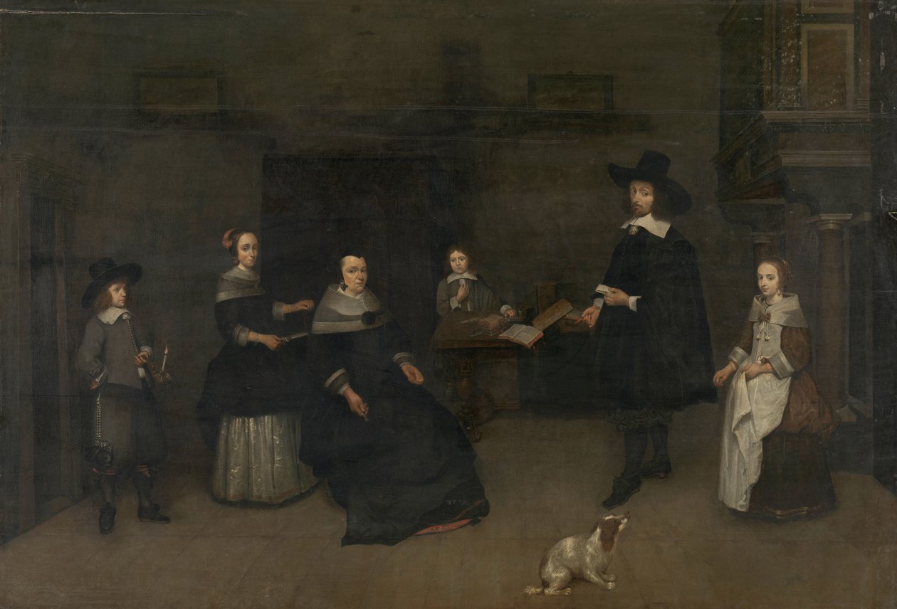 Cena familiar de Caspar Netscher (attributed to)