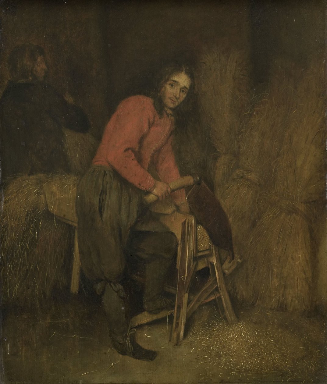 Aparar fardos de feno de Caspar Netscher (attributed to)
