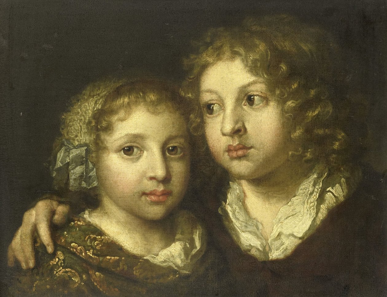 Uma filha e um filho (Constantijn?) do artista de Caspar Netscher