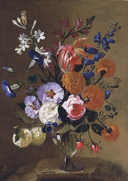 Uma natureza morta de flores em um vaso, 1668 de Caspar Pieter I Verbrugghen