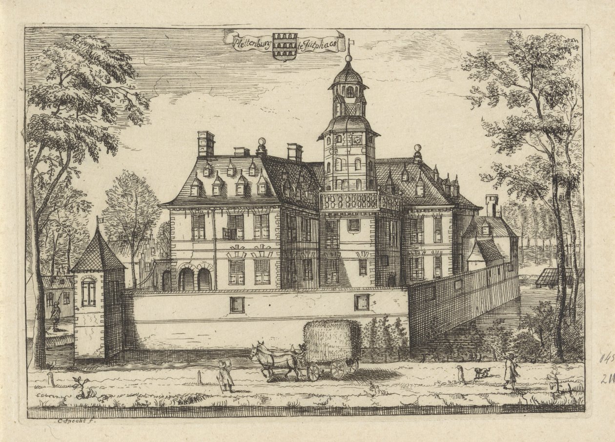 A casa Plettenburg em Jutphaas Plettenburg em Jutphaes (título no objeto) de Caspar Specht