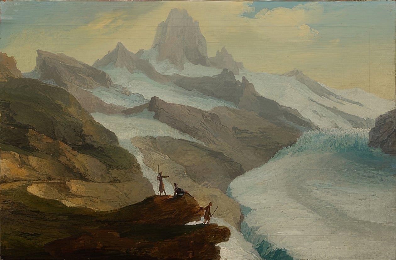 Vista do Bänisegg sobre o glaciar Lower Grindelwald. 1778 de Caspar Wolf