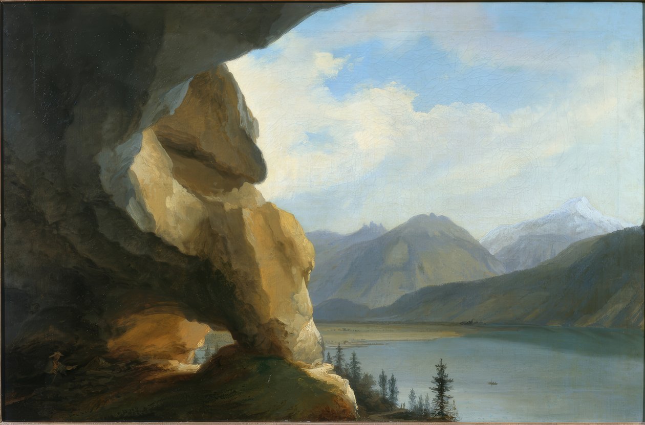 Vista da gruta de Beatus sobre o lago de Thun até à Schynige Platte de Caspar Wolf