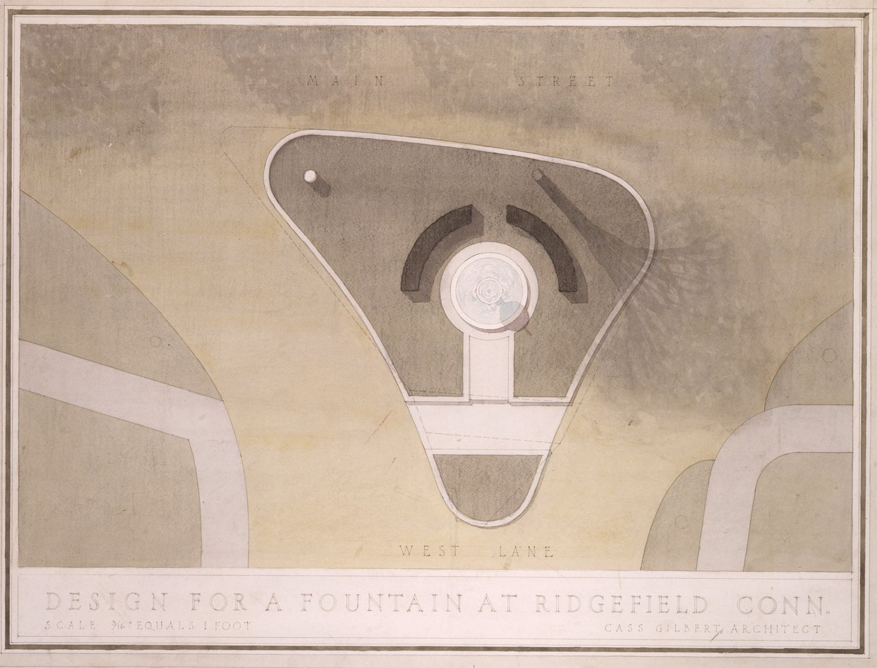 (Projeto para uma fonte, Ridgefield, Connecticut) de Cass Gilbert