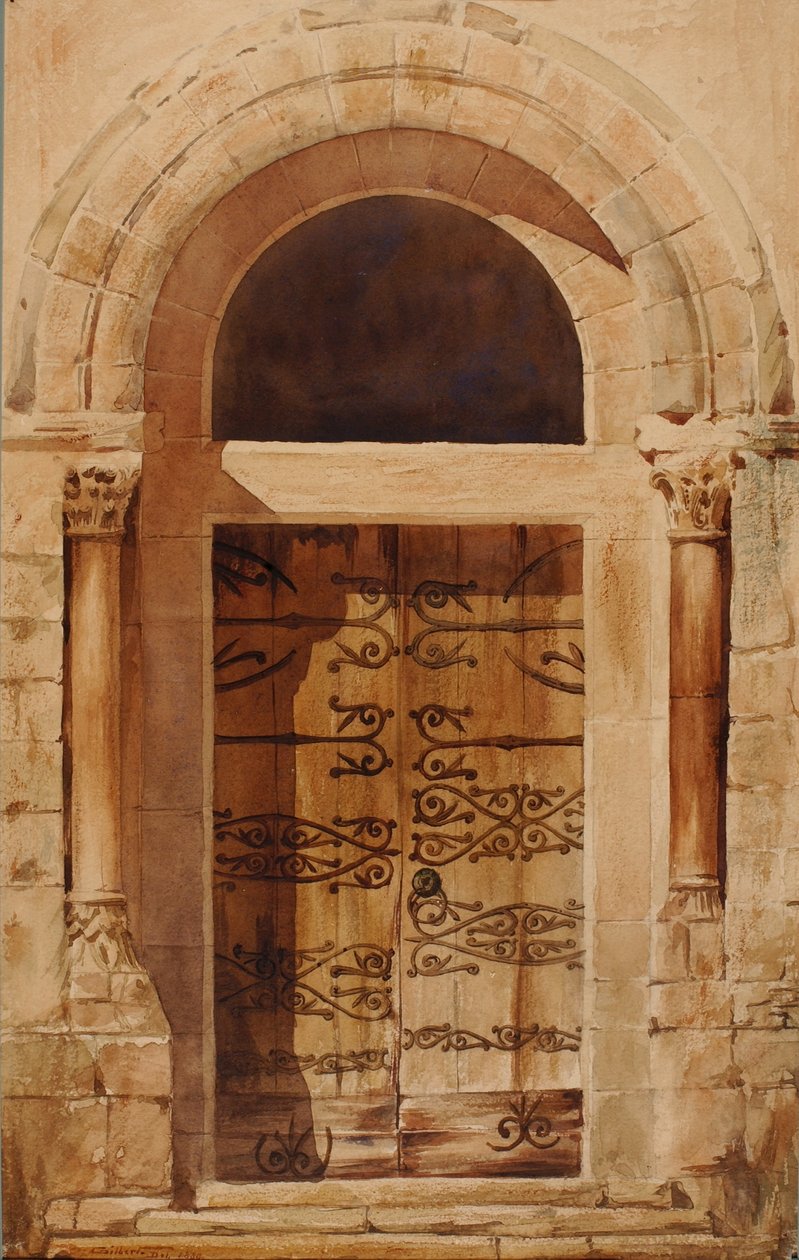 Portal da Igreja de Nervy St. Sepulchre (cópia fac-similada de um desenho de E. Viollet Le Duc no Hotel De Cluny) de Cass Gilbert
