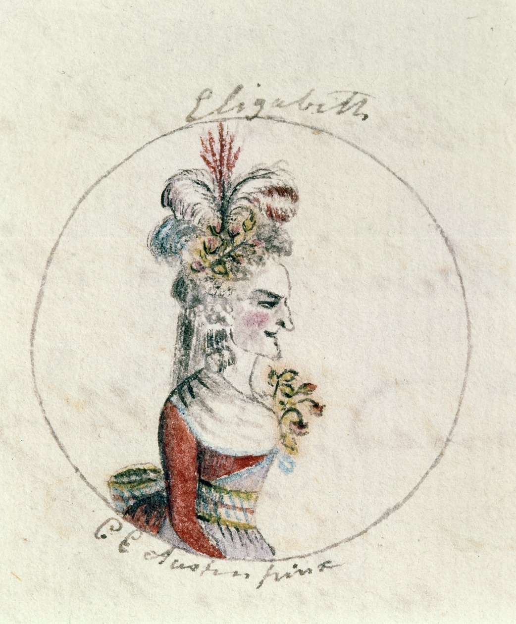 Rainha Elizabeth I, c.1790 (caneta e tinta no papel) de Cassandra Austen