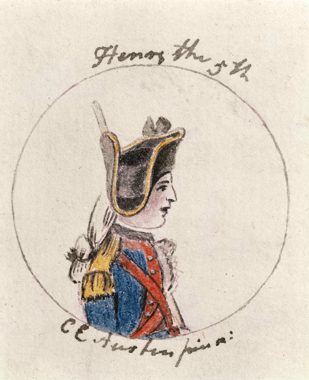 Henry V, c.1790 (caneta e tinta e wc no papel) de Cassandra Austen