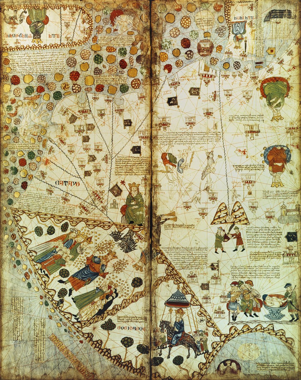 7249 Esp.30 f.2v-3 Detalhe de um mapa do mundo catalão, 1375 de Catalan School