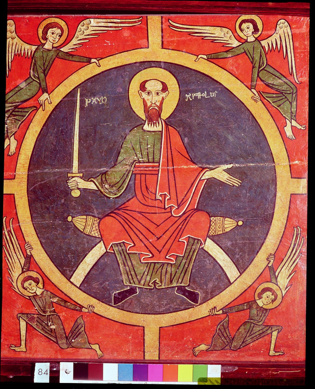 Painel lateral de um retábulo dedicado a São Paulo, c.1200 (têmpera no painel) de Catalan School