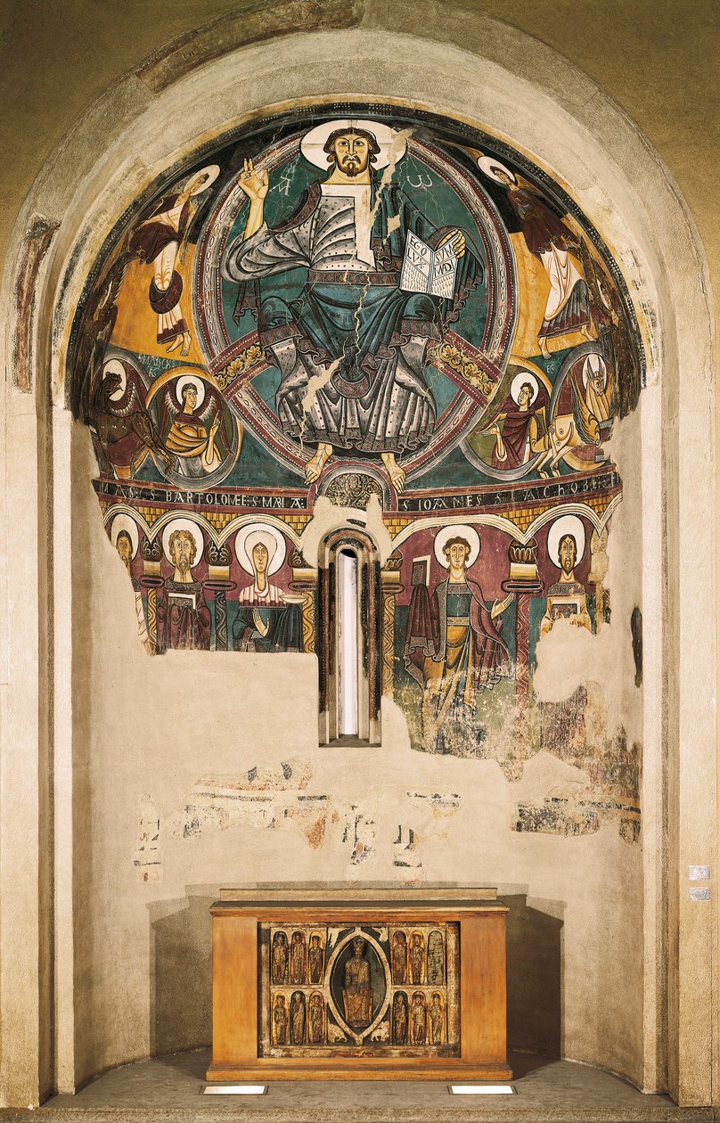 Cristo na Glória, da Igreja de São Clemente de Tahull, Lérida, Espanha (fresco) de Catalan School
