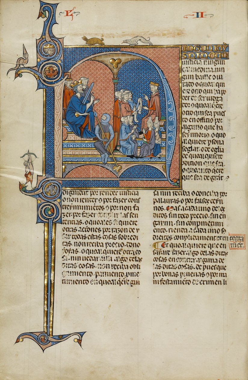 Página de um manuscrito do manuscrito Vidal Mayor por Vidal Canellas, copiado por Michael Lupi de Candiu, c.1290-1310 de Catalan School