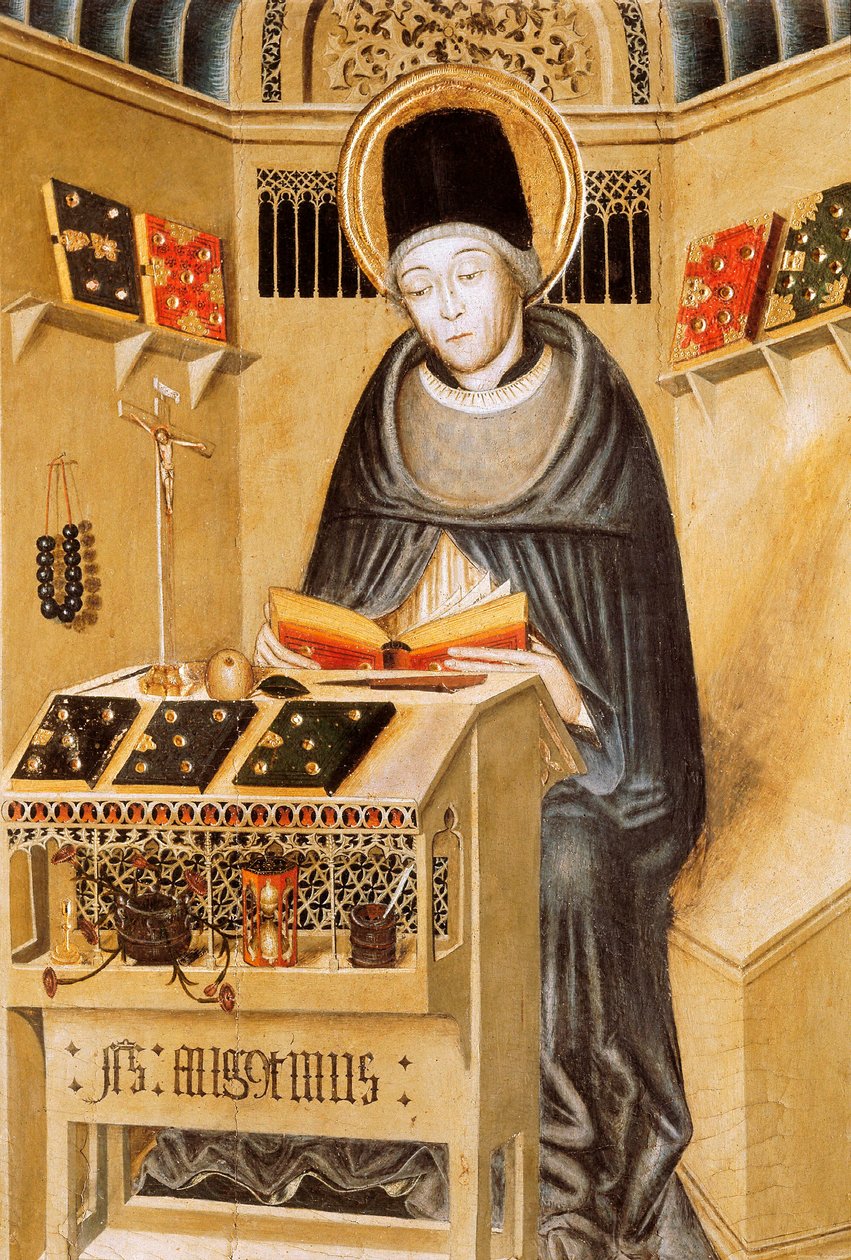 Retrato de Santo Agostinho de Hipona (tempera sobre madeira) de Catalan School