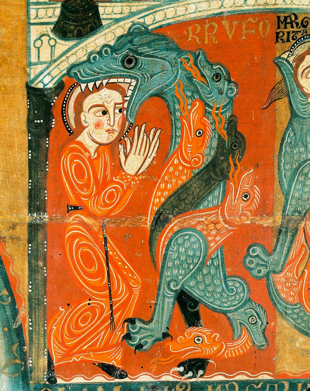 O Martírio de Santa Margarida, detalhe (tempera sobre madeira) de Catalan School