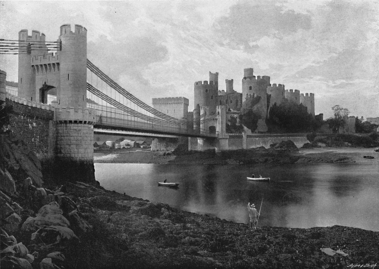 Castelo de Conway e pontes, c1896 de Catherall and Pritchard