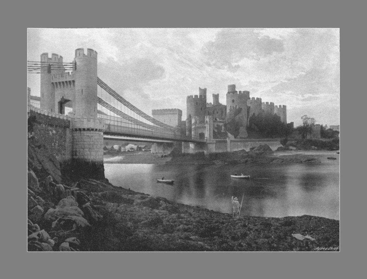 Castelo de Conway e pontes, c1900 de Catherall and Pritchard