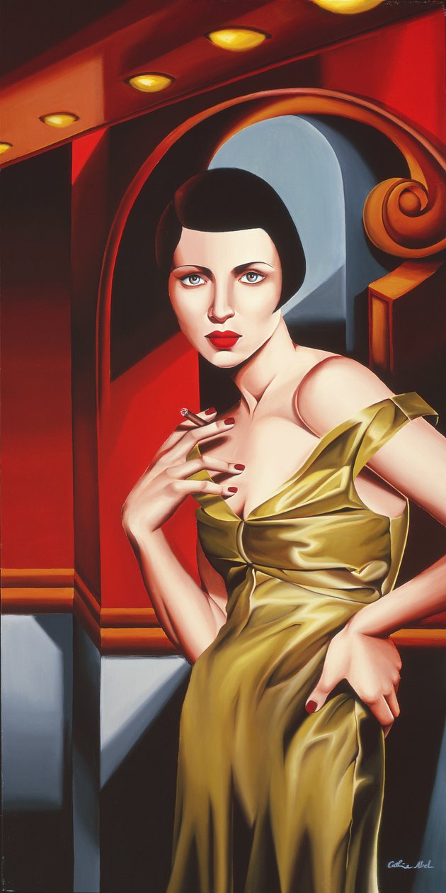 Vestido de cetim verde-oliva de Catherine Abel