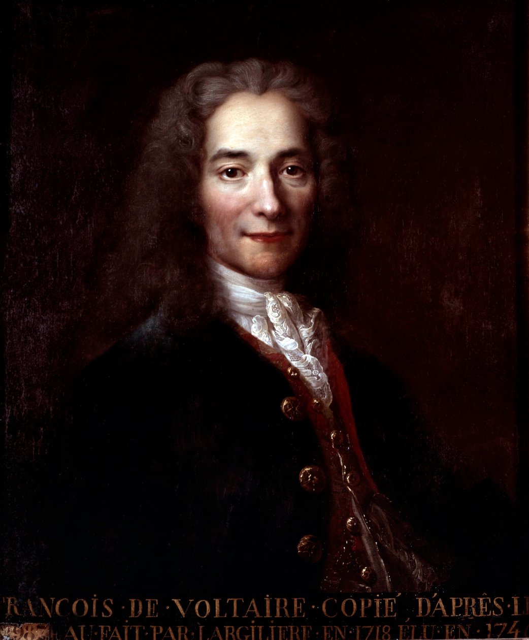 Voltaire, cópia após pintura de Nicolas de Largilliere óleo sobre tela de Catherine Lusurier