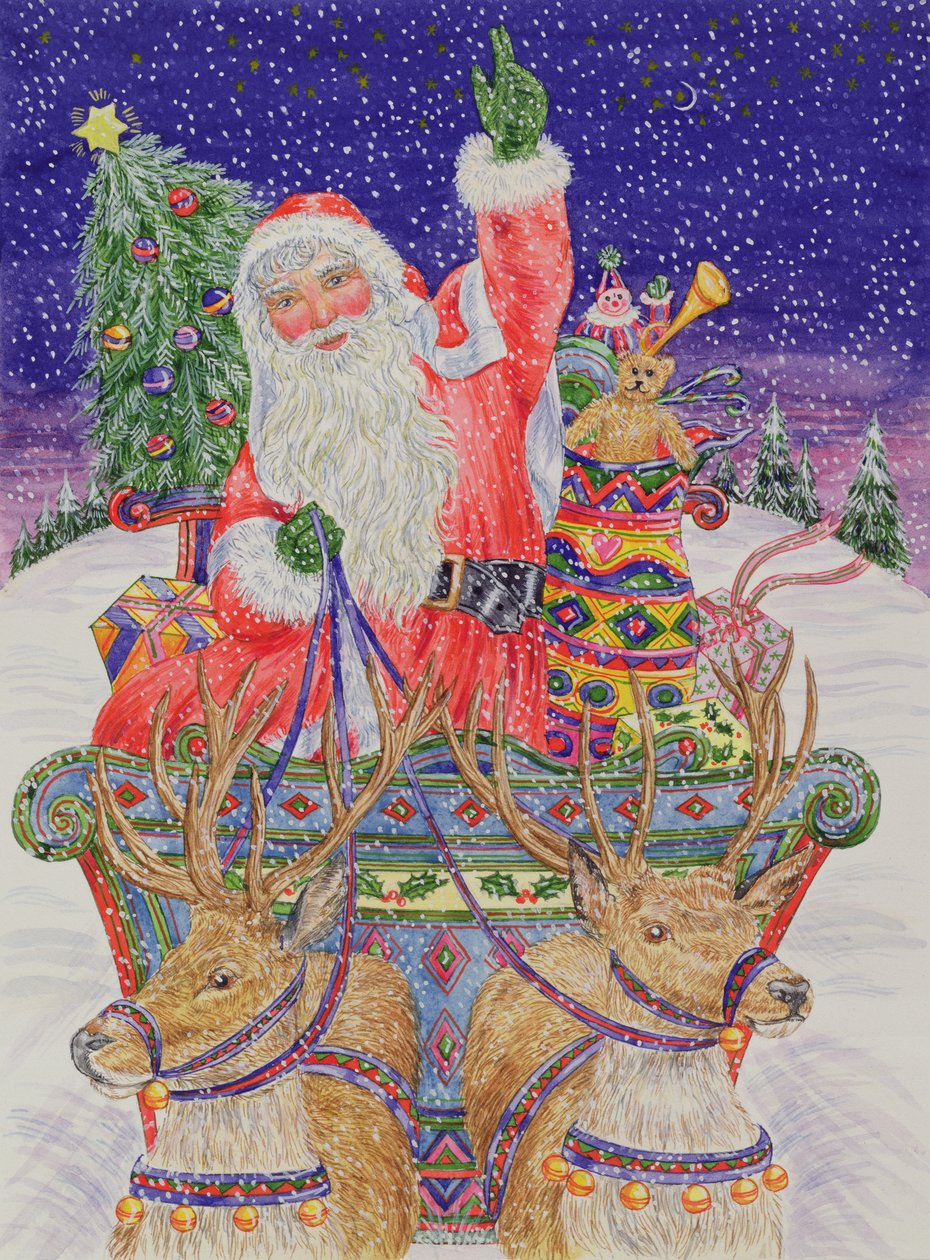 Pai Natal estabelece na véspera de Natal (wc no papel) de Catherine Bradbury