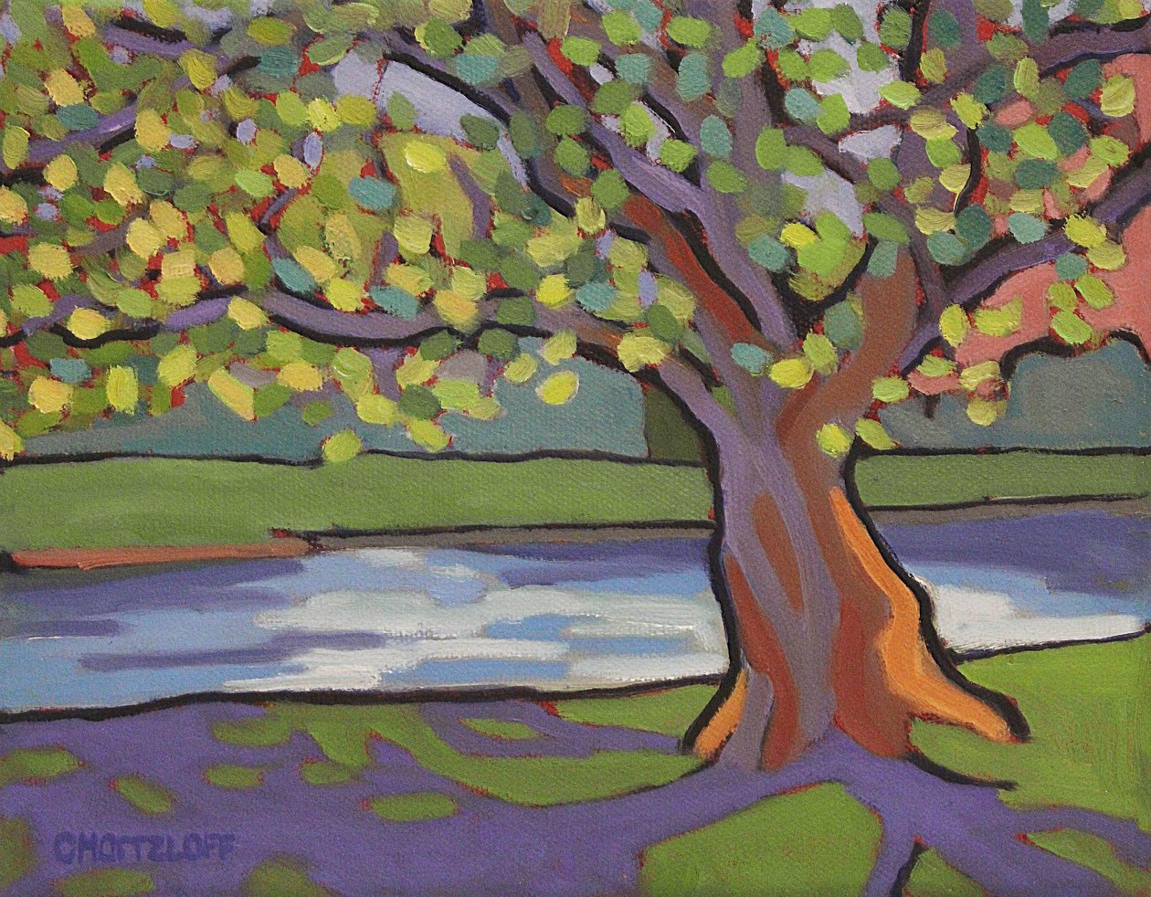 Junto ao plátano, 2022 (óleo sobre tela) de Catherine J Martzloff