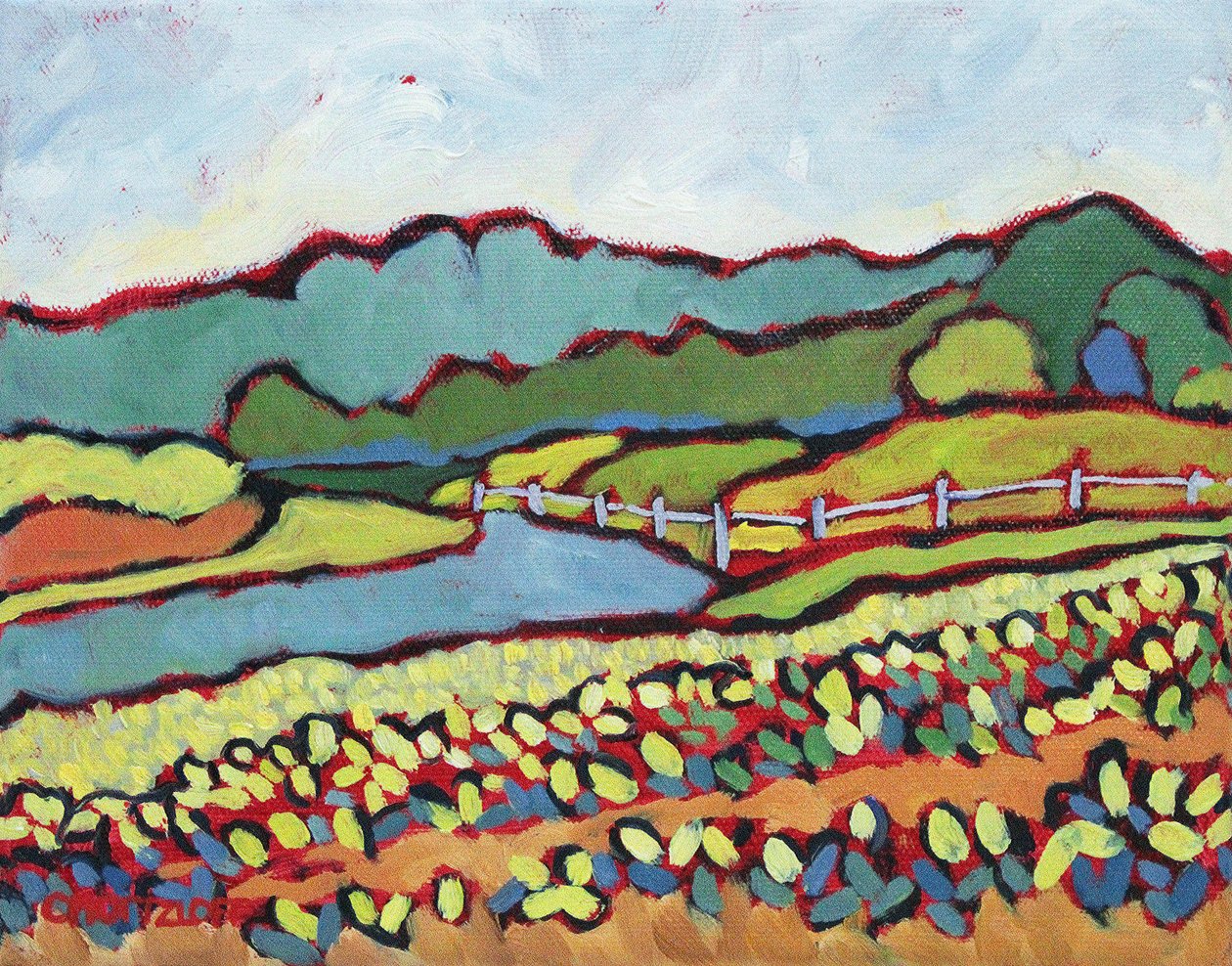 julho na Quinta, 2019 (óleo sobre tela) de Catherine J Martzloff