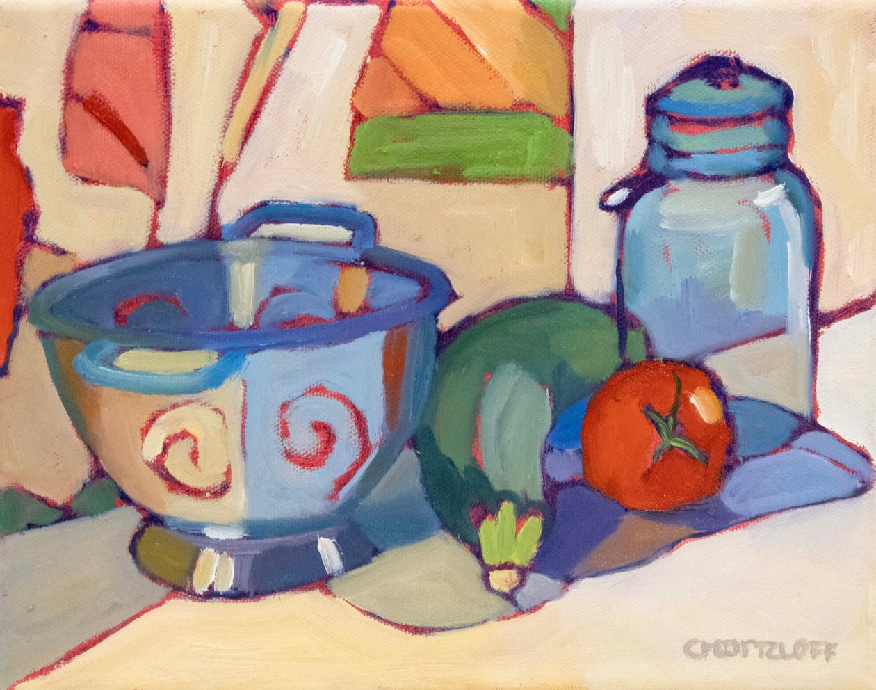 The New Vintage Kitchen, 2024 (óleo sobre tela) de Catherine J Martzloff