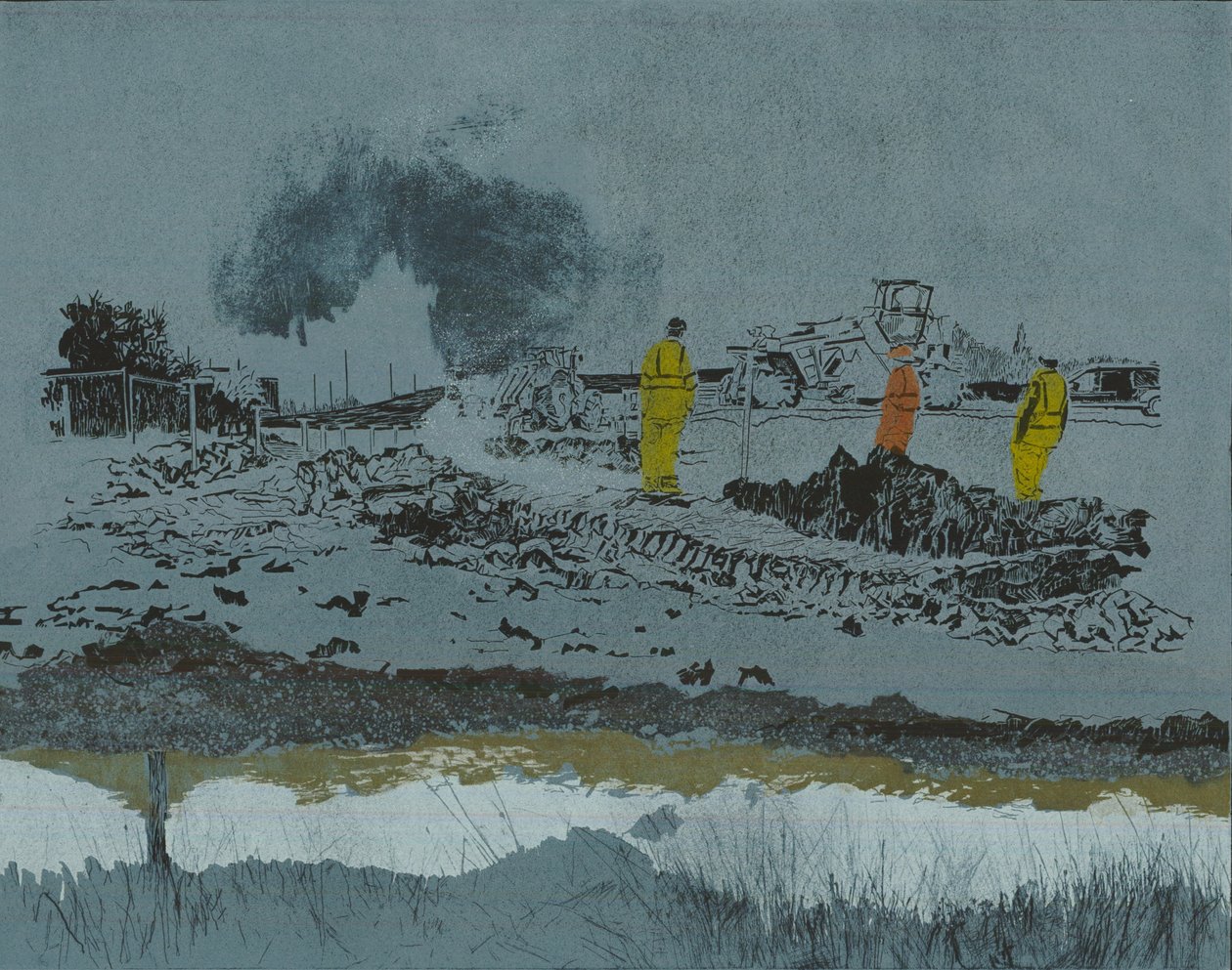 Cal na terra, 2014 (linogravura e gravura) de Catherine Sutcliffe Fuller