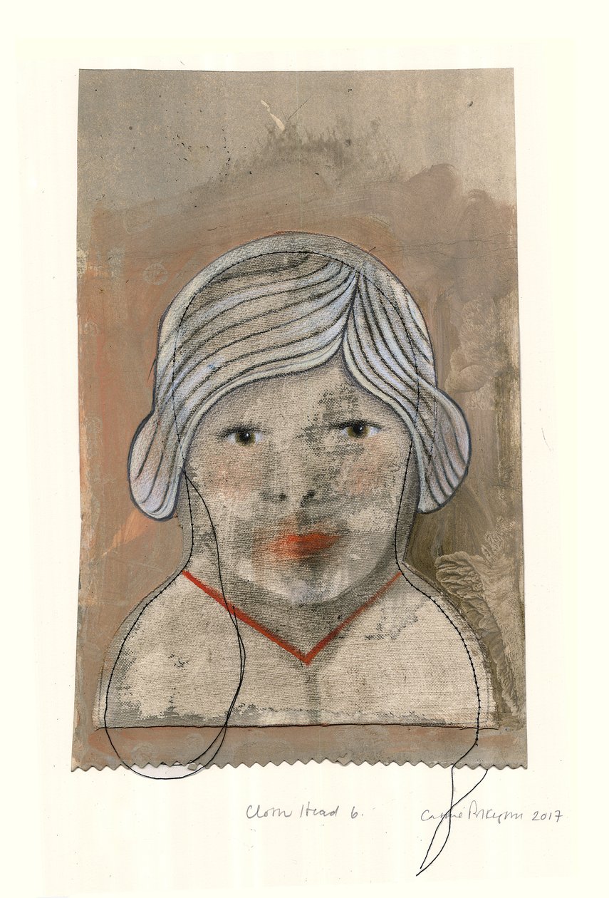 Cabeça de pano, 2017 (impressão digital de arquivo com coloração manual) de Cathie Pilkington