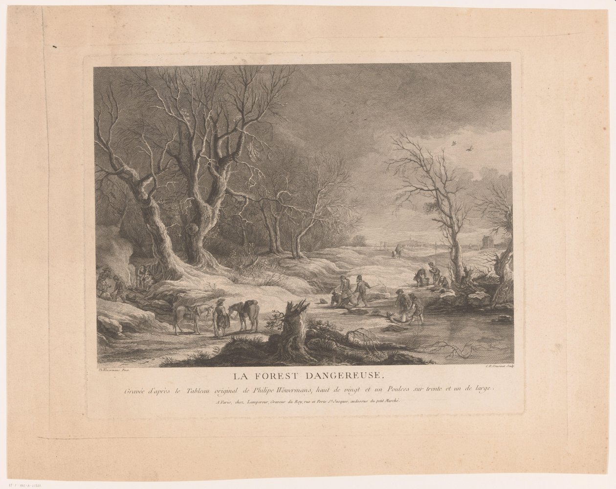 Paisagem de Inverno com figuras atacadas
La forest dangereuse (título sobre o objecto) de Cathérine Elise Cousinet