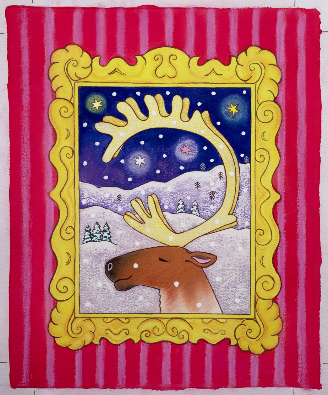 Chifres de Natal, 1996 (pastel e guache sobre papel) de Cathy Baxter
