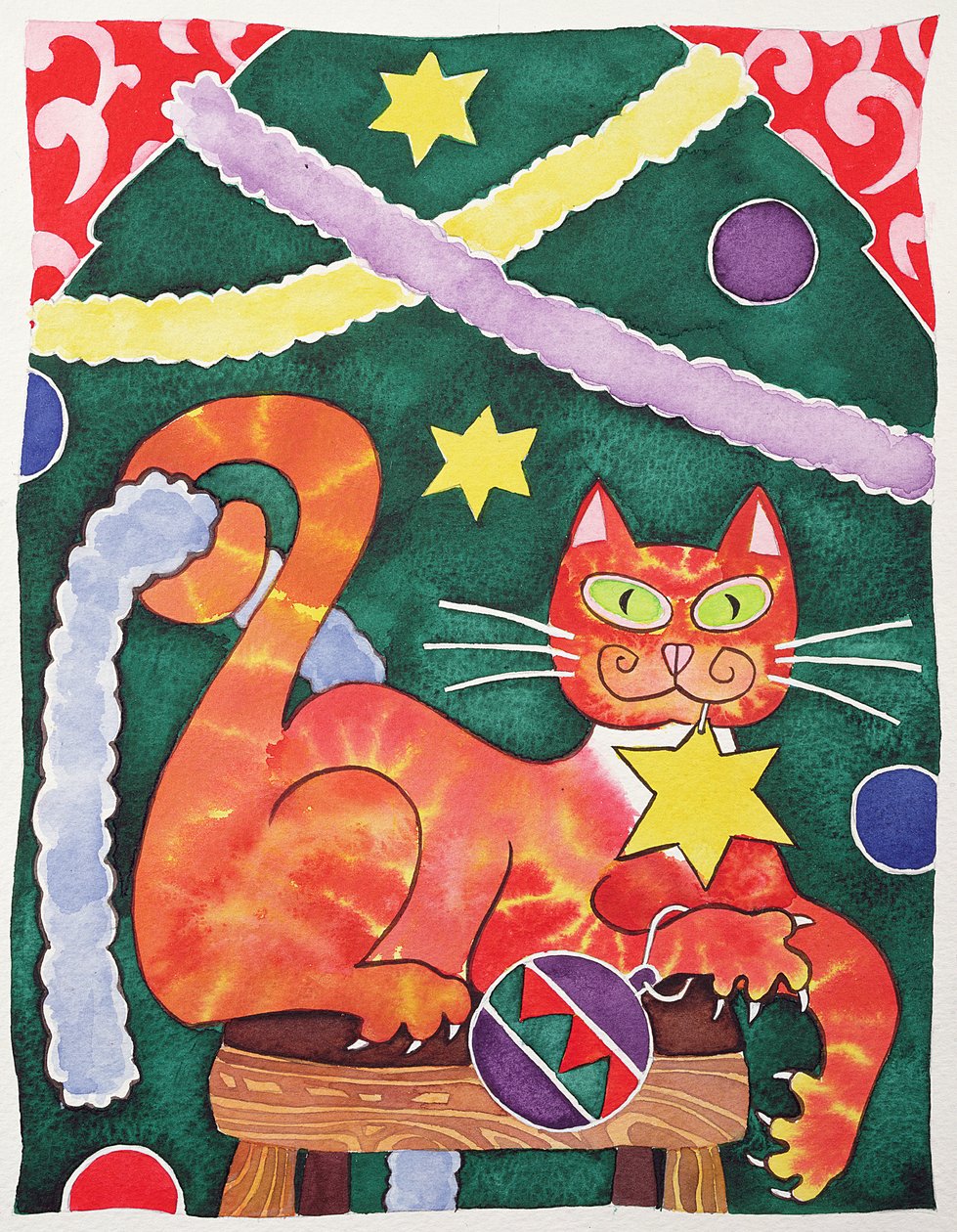 Gato de Natal com decorações de Cathy Baxter