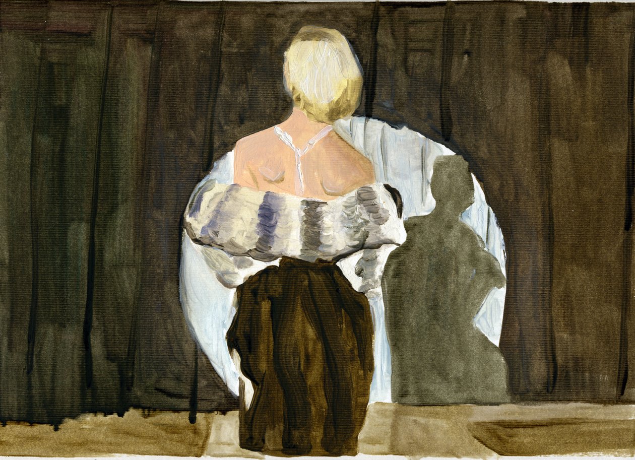 03.11.09 - Os modeladores de peles no seu apartamento, 2009 (óleo sobre papel) de Cathy Lomax