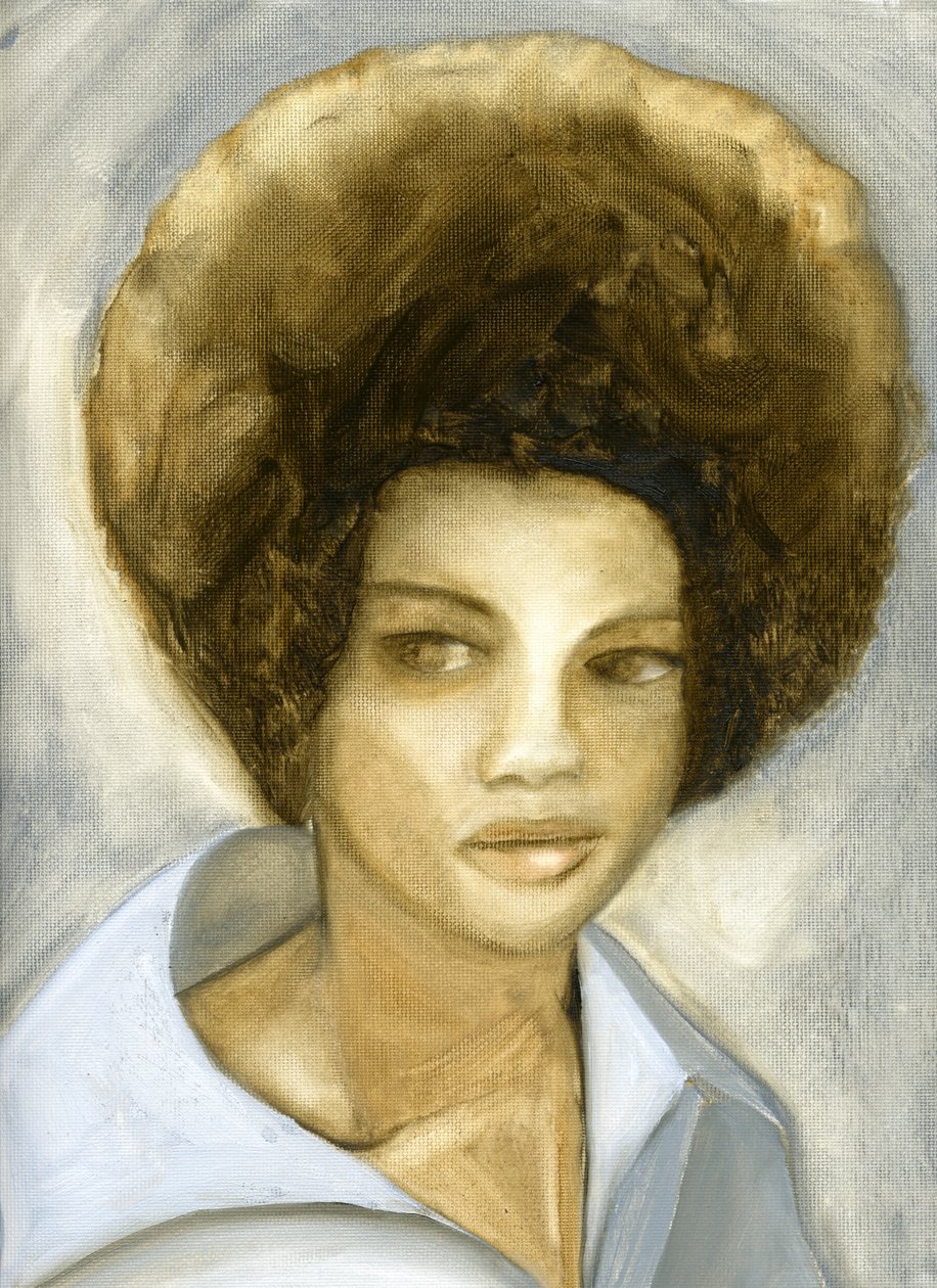 Afro 2 (Kathleen Cleaver), 2007 (óleo sobre tela, papel) de Cathy Lomax