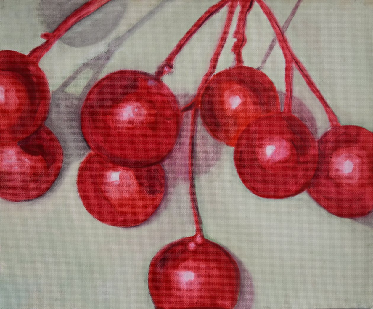 Cerejas, 2013 (óleo sobre papel) de Cathy Lomax