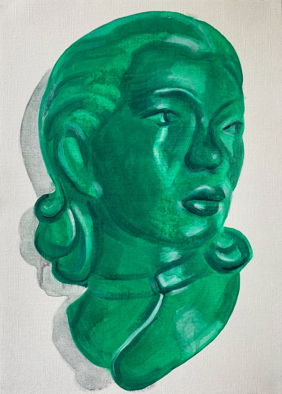 Ocultar, 2021 (óleo sobre papel) de Cathy Lomax