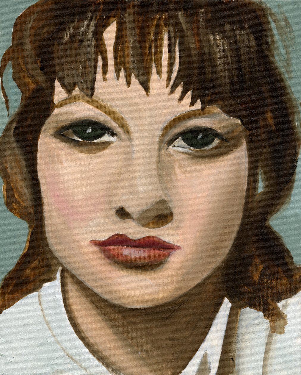 Corte de penas, 2005 (óleo sobre tábua) de Cathy Lomax