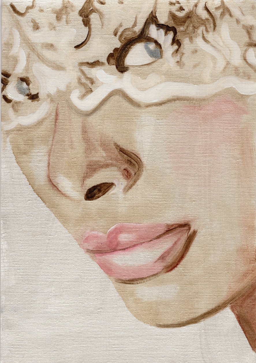 Lace Face, 2019 (óleo e acrílico sobre papel) de Cathy Lomax