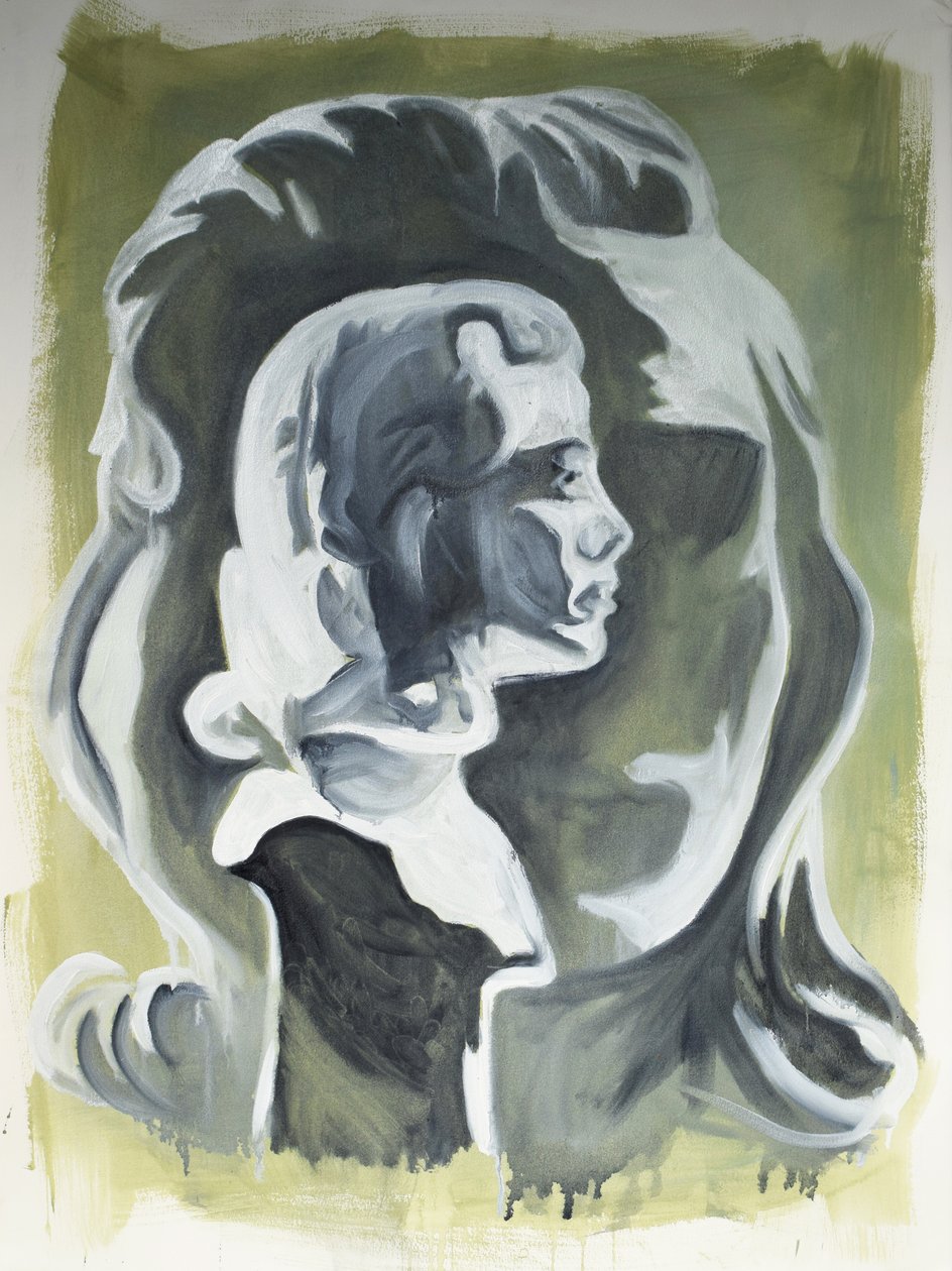 Rosto roubado, 2020 (óleo sobre papel) de Cathy Lomax