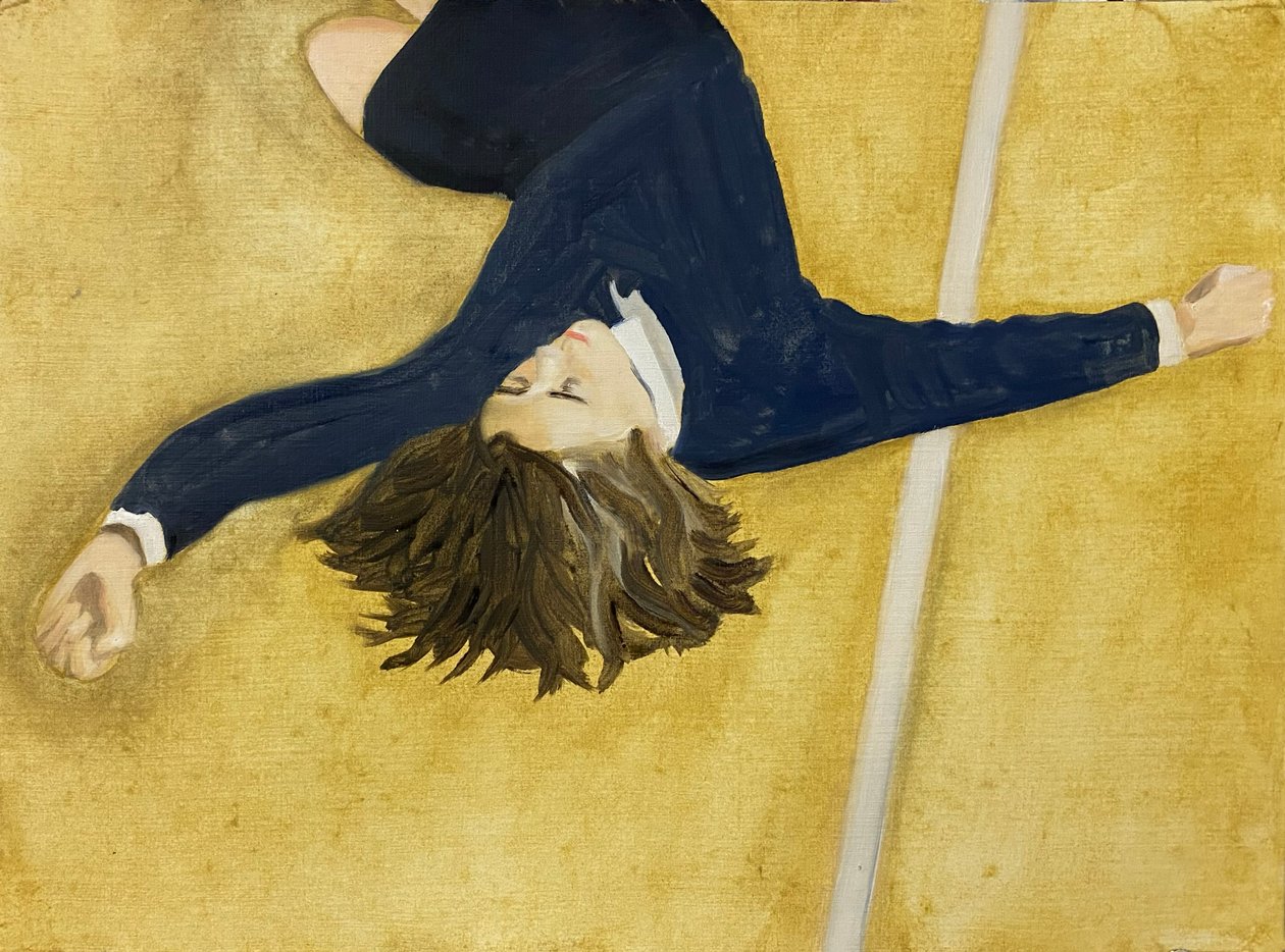 A queda, 2023 (óleo sobre papel) de Cathy Lomax