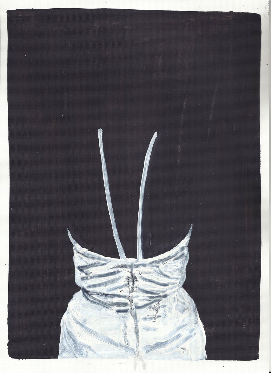 A rapariga do andar de cima 1, atrás, 2012 (óleo e acrílico sobre papel) de Cathy Lomax