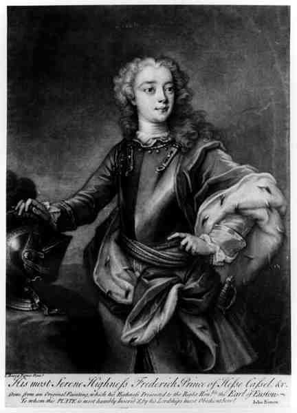 Retrato de Frederico II (1720-1785), Landgrave de Hesse-Cassel, gravado por John Simon (1675-1715) de Cavaliere Carlo Francesco Rusca