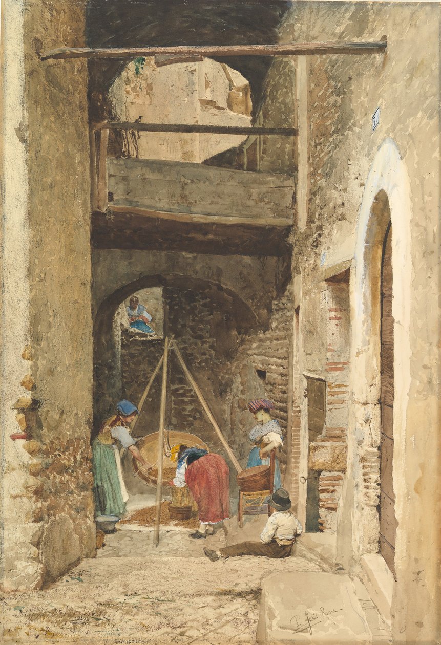 Pátio italiano e figuras, 1843-1921. de Cavaliere Pio Joris
